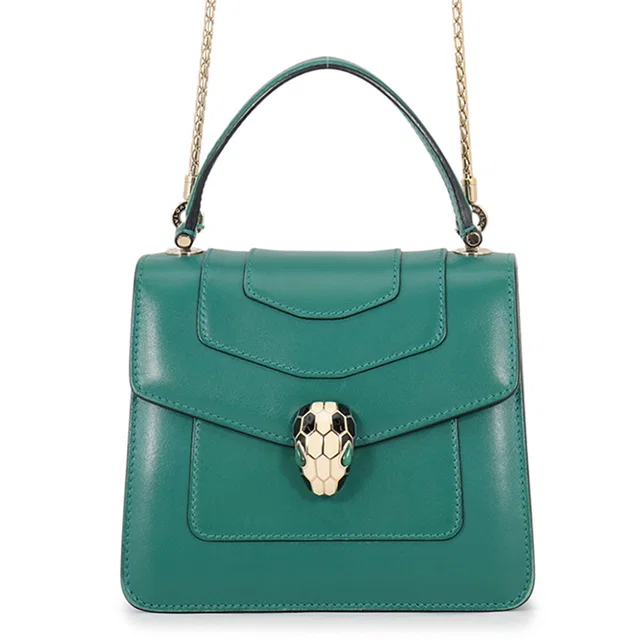 Bvlgari Serpenti Forever Top Handle Emerald Green39778 Calf Leather in Green Calfskin from GALLERY RARE