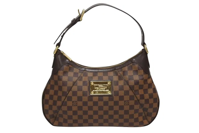 Louis Vuitton Handbag Bag Thames PM Damier Ebene Gold in Brown Canvas from The Reluxe