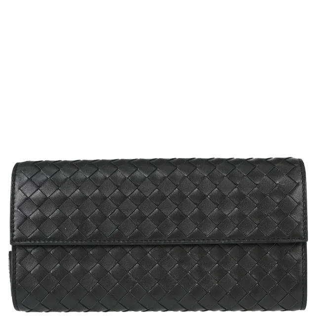 Bottega Veneta Black Lambskin Intrecciato Long Wallet in Black Lambskin from AMORE Vintage Tokyo