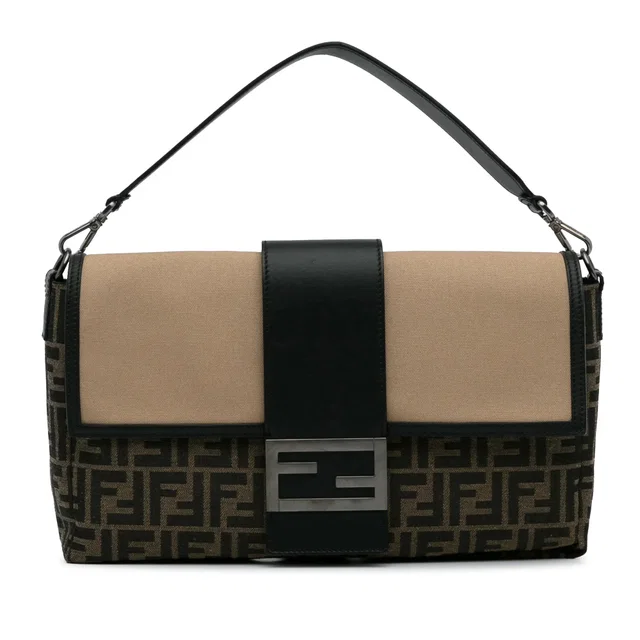 Brown Fendi Large Zucca Canvas Convertible Belt Baguette Satchel in Brown Canvas from Designer Revival
