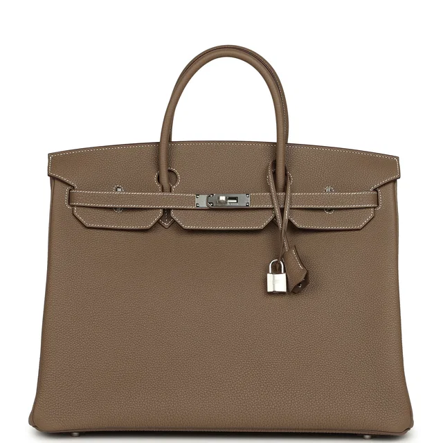 Hermès Birkin 40 Etoupe Togo Palladium Hardware in Taupe Togo leather from Madison Avenue Couture