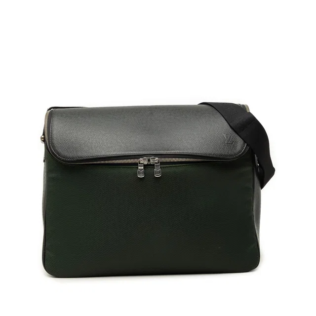 Green Louis Vuitton Bicolor Taiga and Canvas Taimyr Crossbody Bag in Green Canvas from Designer Revival, photo 1 of 1