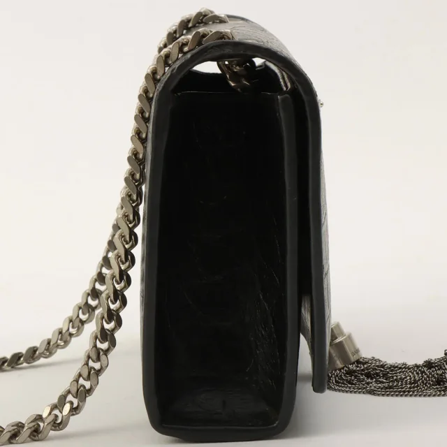 Saint Laurent Croco Embossed Kate Tassel Small Chain Shoulder Bag Black in Black Leather from VINTAGE QOO TOKYO, photo 3 of 14
