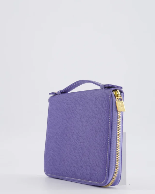 Loro Piana Purple Leather Top Handle Wallet with Gold LP Logo Zipper Detail in Purple Leather from Sellier, photo 12 of 18