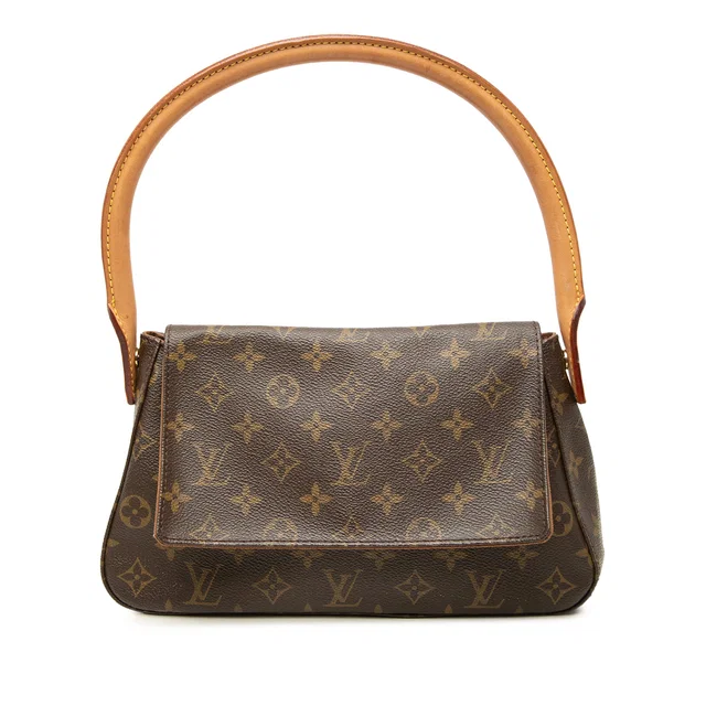 Brown Louis Vuitton Monogram Mini Looping Shoulder Bag in Brown Coated canvas from Designer Revival