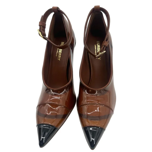 Burberry Leather Pumps Heels Brown Size 37 in Brown Leather from Dallas Designer Handbags