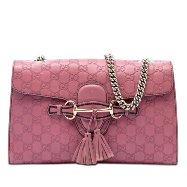 Pink Gucci Medium Guccissima Emily Shoulder Bag in Pink Leather from Designer Revival