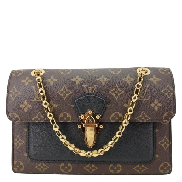 Louis Vuitton Victoire Monogram Canvas Chain Shoulder Bag Black in Black Coated canvas from Dallas Designer Handbags