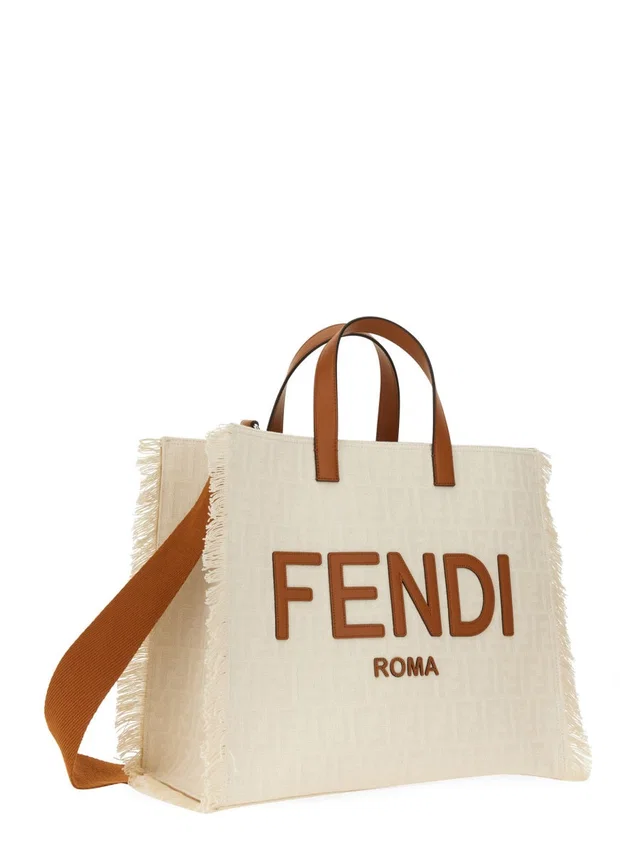 Fendi Ff Shoulder Bag — Beige Cotton in Beige Woven leather from HEWI