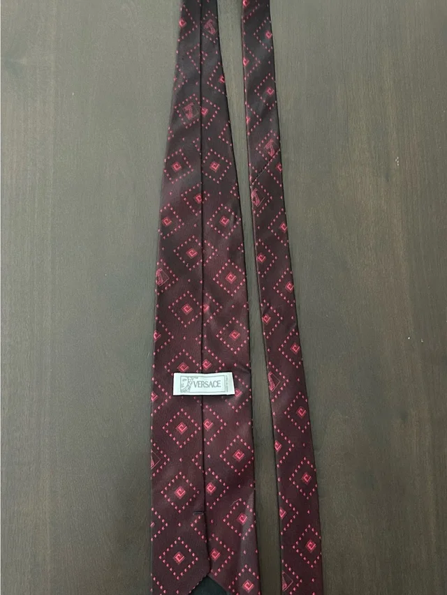 Versace Burgundy Silk Tie Red Geometric Medusa Head Monogram Made In Italy in red|pink Silk from Poshmark