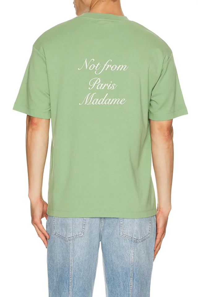Drôle De Monsieur Le T-Shirt Slogan Calligraphy in Light Green, photo 2 of 4 from REVOLVE (Canada)