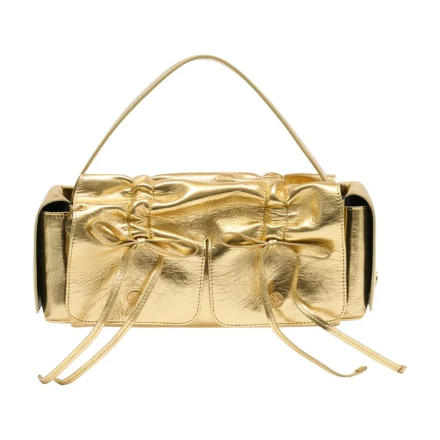 Acne Studios Ruched Metallic Calfskin Shoulder Bag — Gold in Gold Calfskin from HEWI