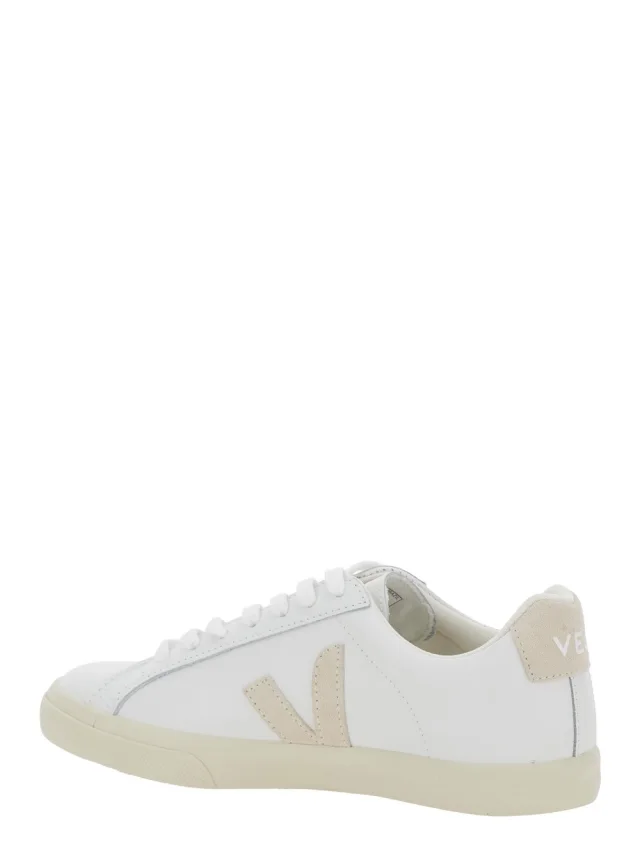 Veja Low Sneakers 'Esplar' White with Logo Detail on the Side and Logo Lettering on the Heel in Unisex Leather in White 100% Leather, photo 5 of 8 from Gaudenzi Boutique