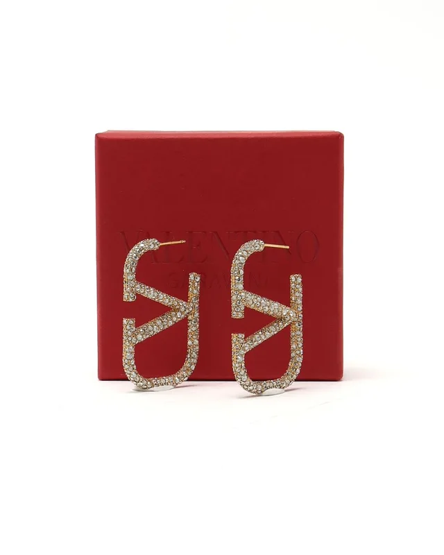 Valentino Garavani VLogo Rhinestone Earrings from A Retro Tale, photo 3 of 4