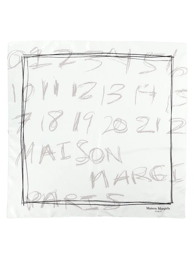 Maison Margiela Silk Foulard Scarf — White Scarfs in White Silk from HEWI