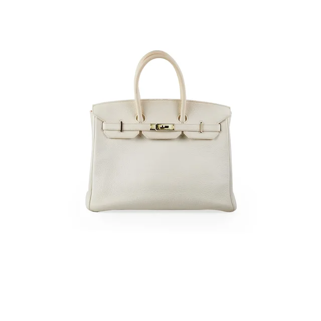 Hermès Birkin 35 Clemence White Stamp P Square (2012) in White Clemence leather from The Purse Affair