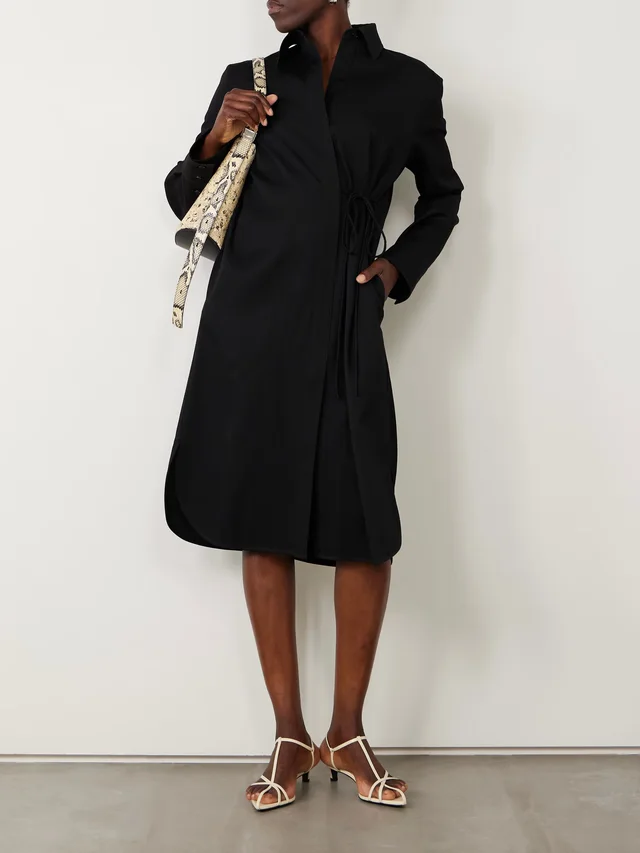 JIL SANDER Wool-gabardine midi shirt dress in Black, photo 2 of 2 from NET-A-PORTER (Canada)