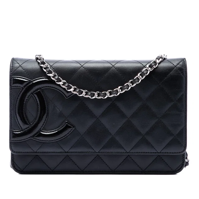 Black Chanel Quilted Lambskin Cambon Ligne Wallet On Chain Crossbody Bag in Black Lambskin from Designer Revival