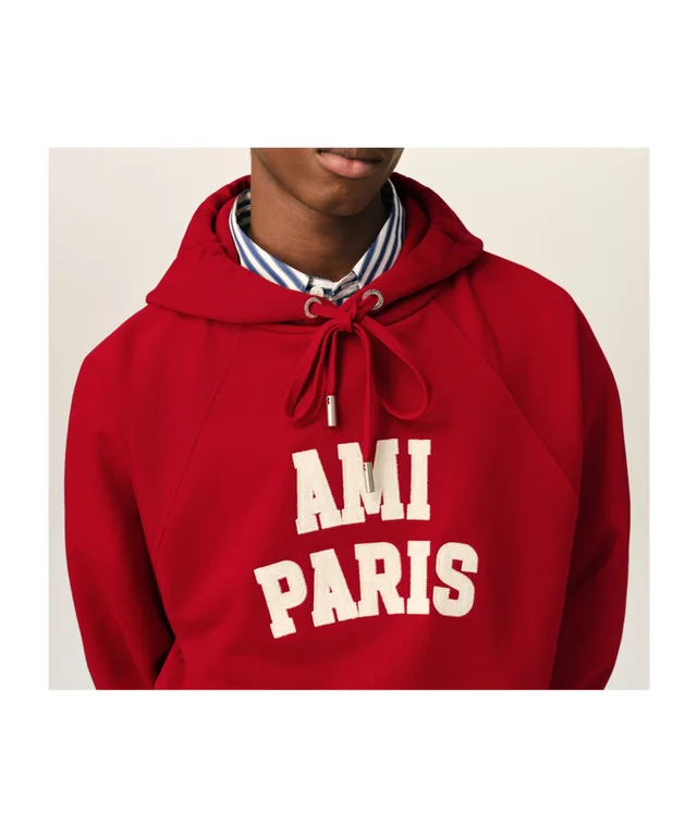 Red cotton hoodie with Ami Paris embroidery, photo 6 of 6 from SENSER