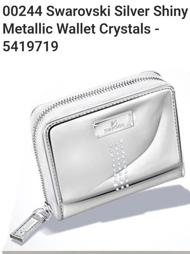 Swarovski Silver Metallic Mirror Finish, Crystals Embellished Zip Around Wallet in gray|silver from Poshmark