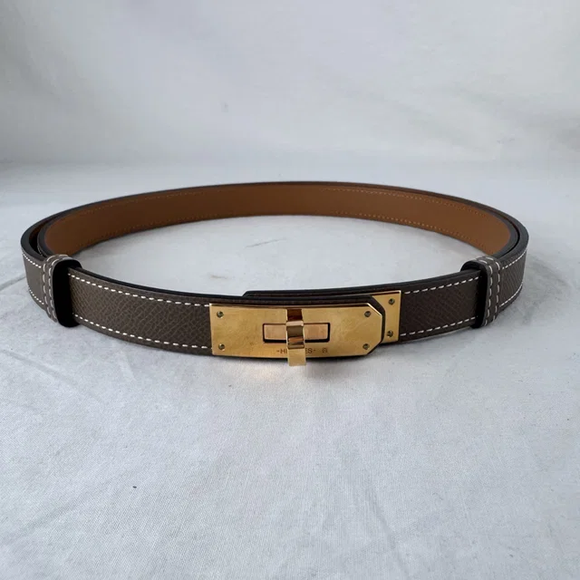 Hermès Constance Etoupe / RGHW Belt in Taupe Epsom Leather, Metal from Reowned