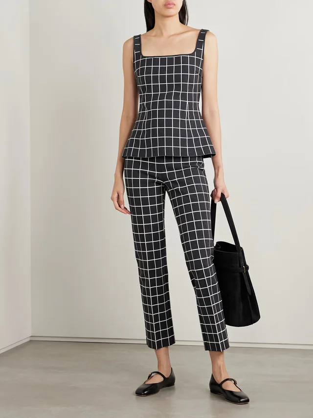 HIGH SPORT Louis cropped checked cotton-blend straight-leg pants in Grey, photo 2 of 2 from NET-A-PORTER (Canada)