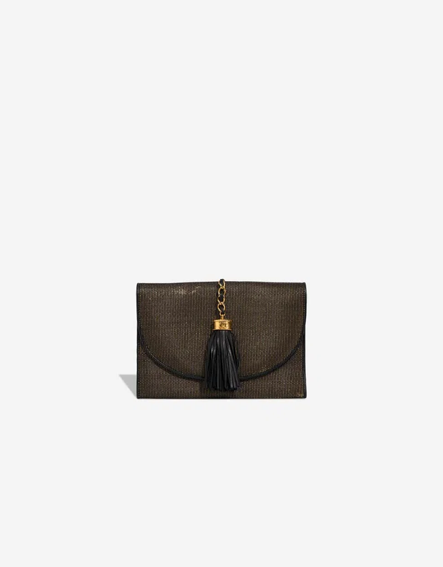 Chanel Wallet On Chain Lamb / Canvas Gold / Black in Black, Gold, Multicolour Canvas from SACLÀB