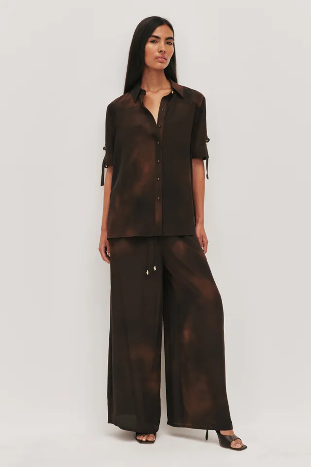 AJE Glaze Silk Shirt in Brown from Aje, photo 1 of 1