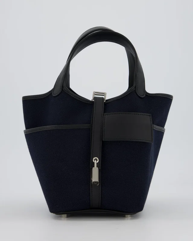 Hermès Picotin Cargo 18cm Bag in Navy Canvas from Sellier