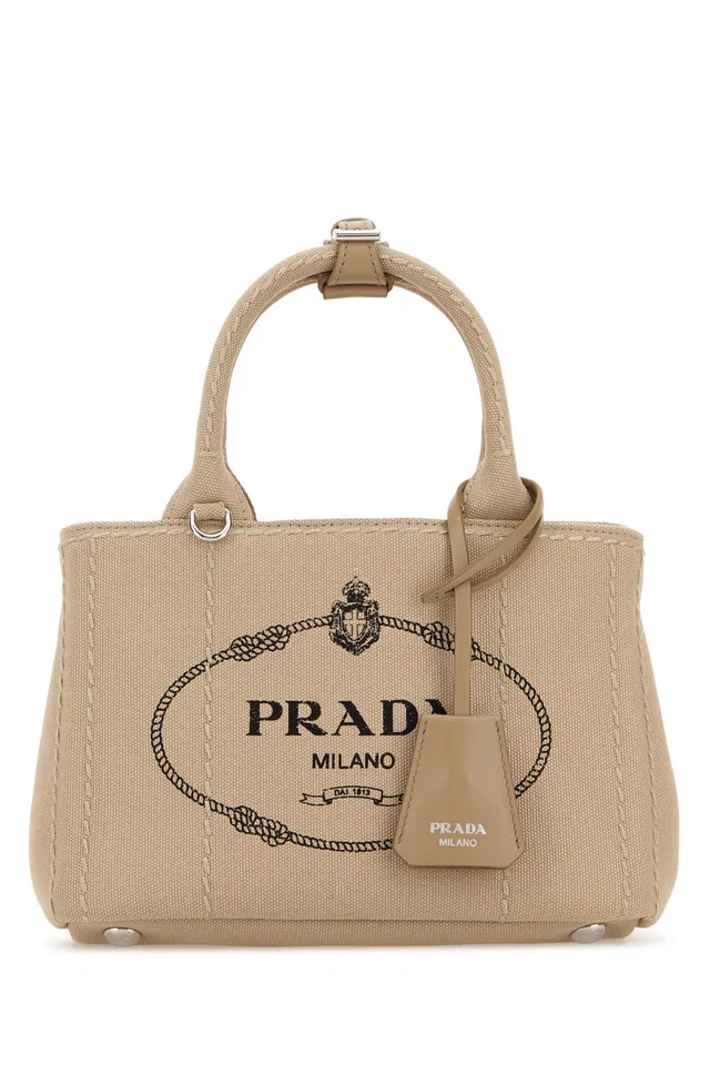 Prada Jardiniére Top Handle Bag — Beige in Beige Canvas from HEWI