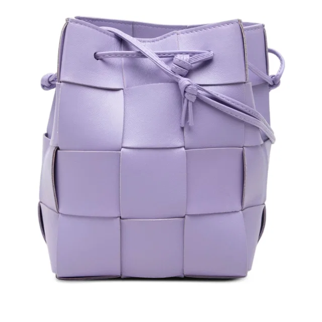 Purple Bottega Veneta Small Nappa Maxi Intrecciato Cassette Bucket Bag in Purple Nappa leather from Designer Revival