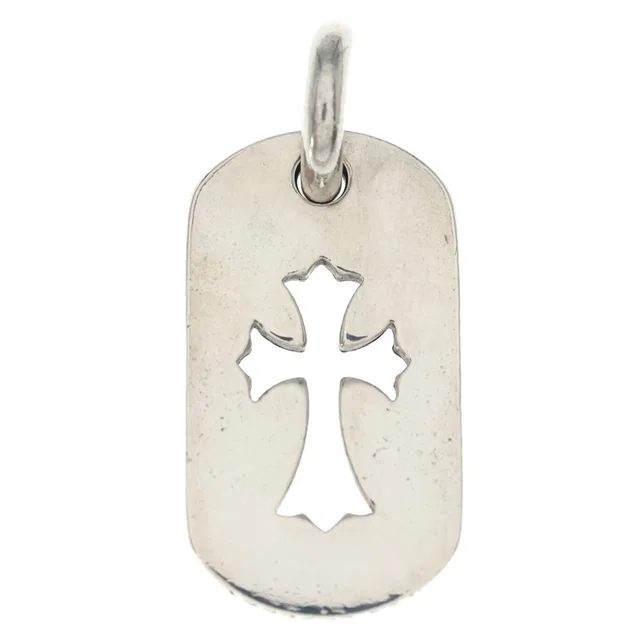 Chrome Hearts CO Cutout Cross Dog Tag Small Pendant Silver in Silver from The Reluxe
