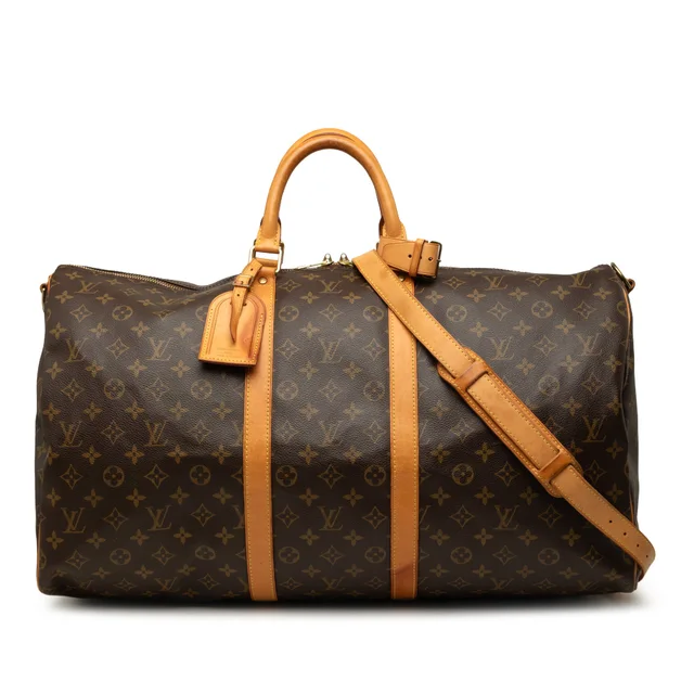 Brown Louis Vuitton Monogram Keepall Bandouliere 55 Travel Bag in Brown Coated canvas from Designer Revival, photo 1 of 1