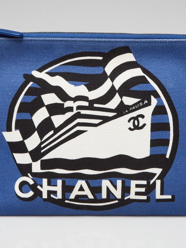 Chanel Blue/White Canvas La Pausa Medium O-Zip Case in White Canvas from Yoogis, photo 4 of 8