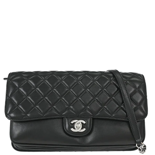 Chanel 2011 Black Lambskin Clams Pocket Accordion Flap Shoulder Bag in Black Lambskin from AMORE Vintage Tokyo