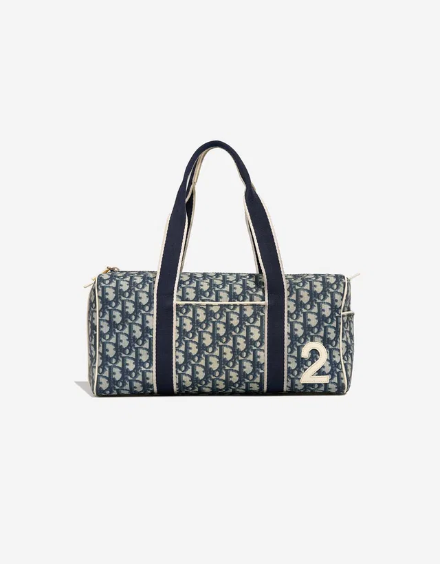 Dior Weekender Bowling Bag Small Canvas Blue in Blue Canvas from SACLÀB