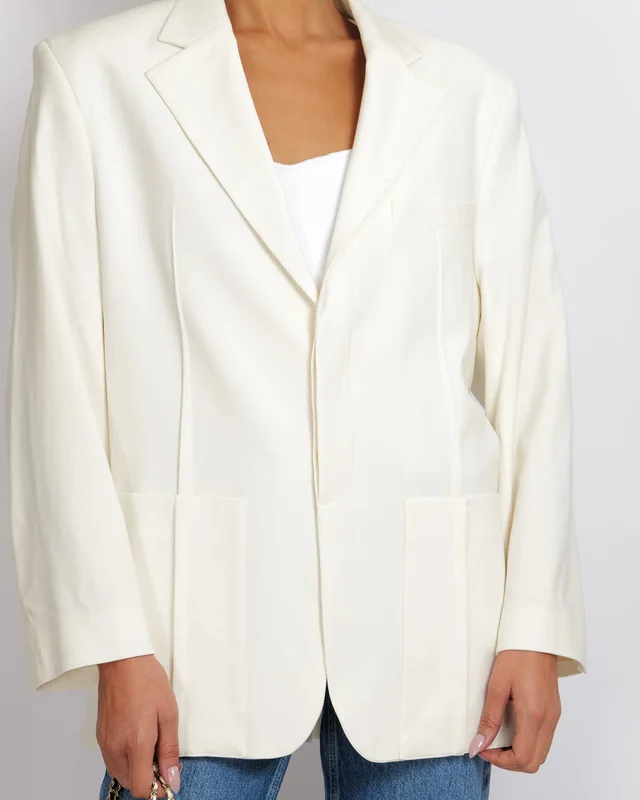Jacquemus Ivory Le Papier La Veste d'Homme Blazer Jacket Size FR 36 (UK 8) in White Wool from Sellier, photo 2 of 2