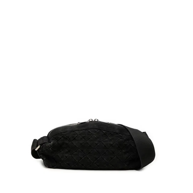 Black Bottega Veneta Canvas Intrecciato Webbing Belt Bag in Black Woven leather from Designer Revival
