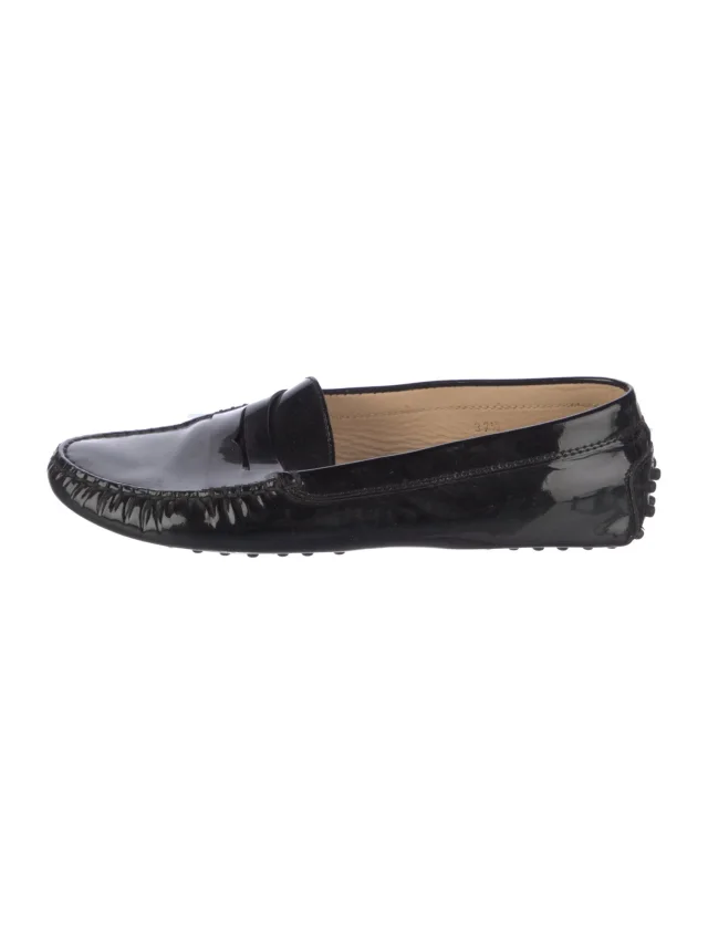 Tod's Patent Leather Loafers in black Patent leather from The RealReal