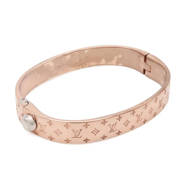 Louis Vuitton Nanogram Bangle Bracelet Pgp Pink Gold in Pink Calfskin from The Reluxe