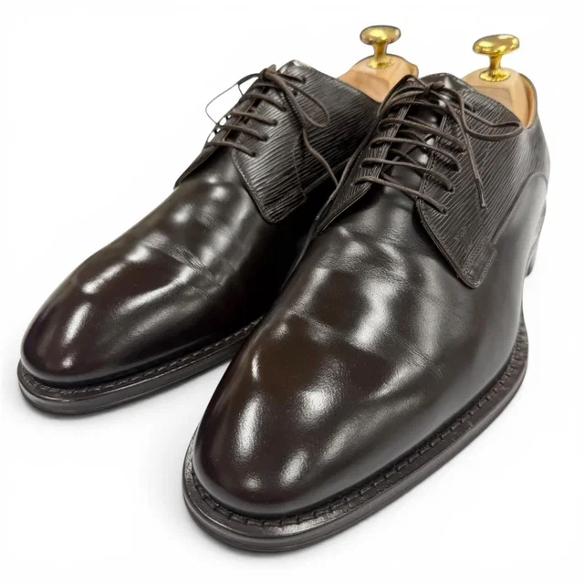 Louis Vuitton Epi Lace Up L Leather Shoes Dark Brown Business 6.5 in Brown Leather from The Reluxe