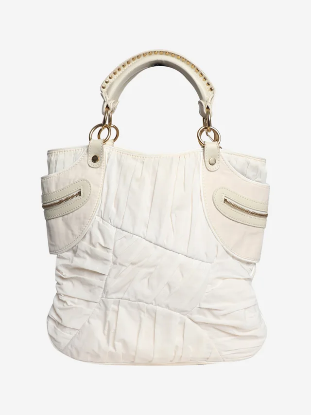 Stella McCartney White nylon top handle bag in White Nylon from Sign of the Times