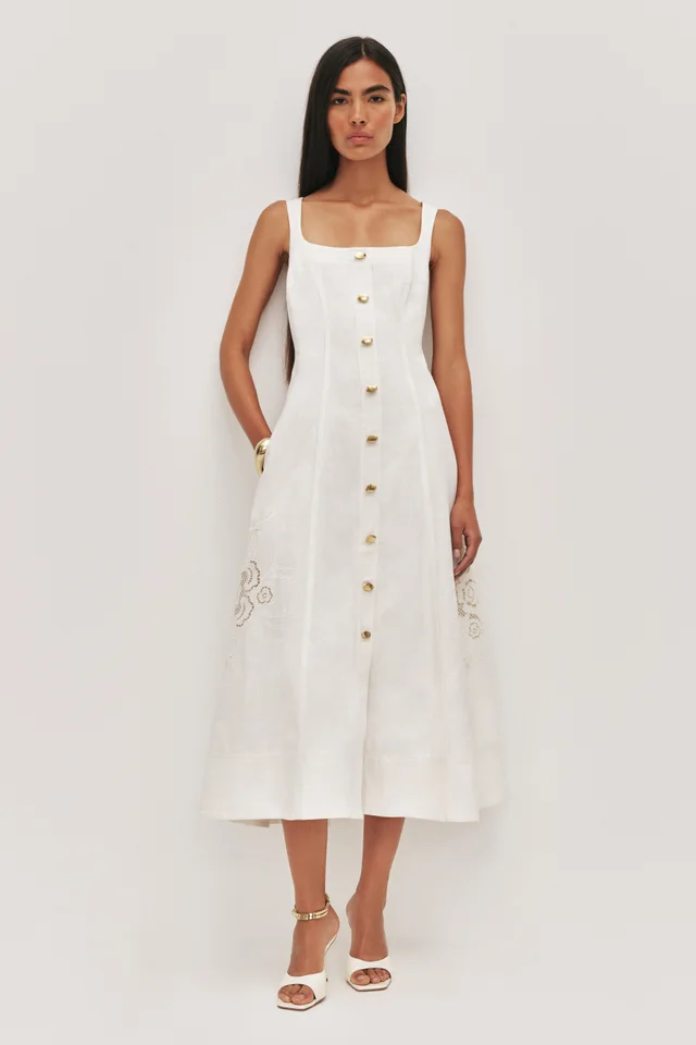 AJE Halo Embroidered Midi Dress in White from Aje, photo 1 of 1