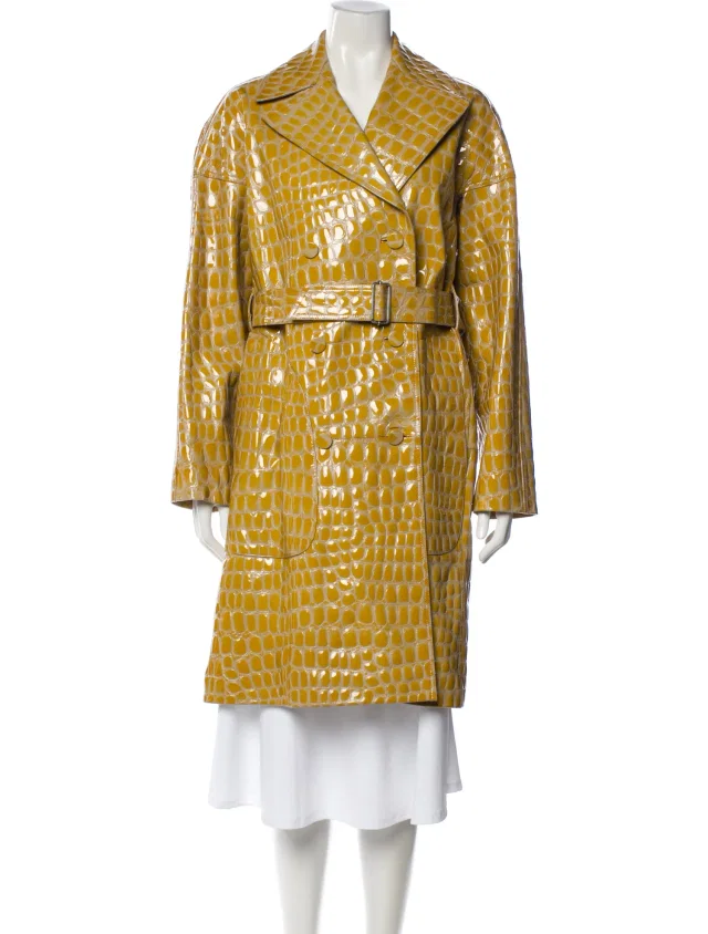 Alaïa Vintage 2012 Trench Coat in yellow Leather from The RealReal