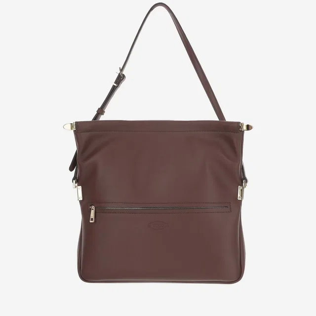 Tod's Calfskin Fold-Over Flap Shoulder Bag — Brown in Brown Calfskin from HEWI