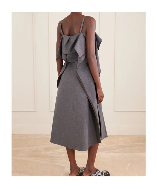Sacai layered-detail sleeveless midi dress, photo 3 of 4 from SENSER