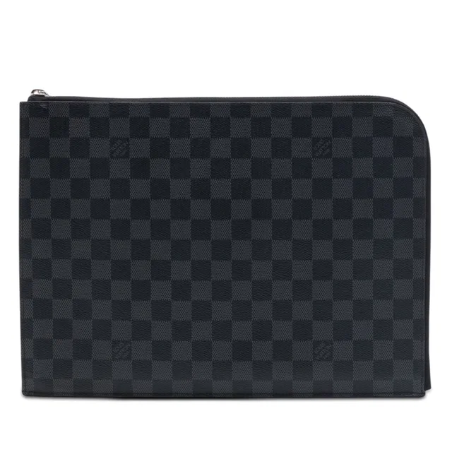 Black Louis Vuitton Damier Graphite Pochette Jour GM Clutch Bag in Black Canvas from Designer Revival