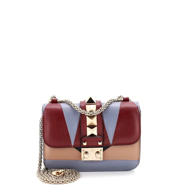 Valentino Garavani Glam Lock Shoulder Bag Geometric Color Block Leather Mini in multicolor Leather from Rebag