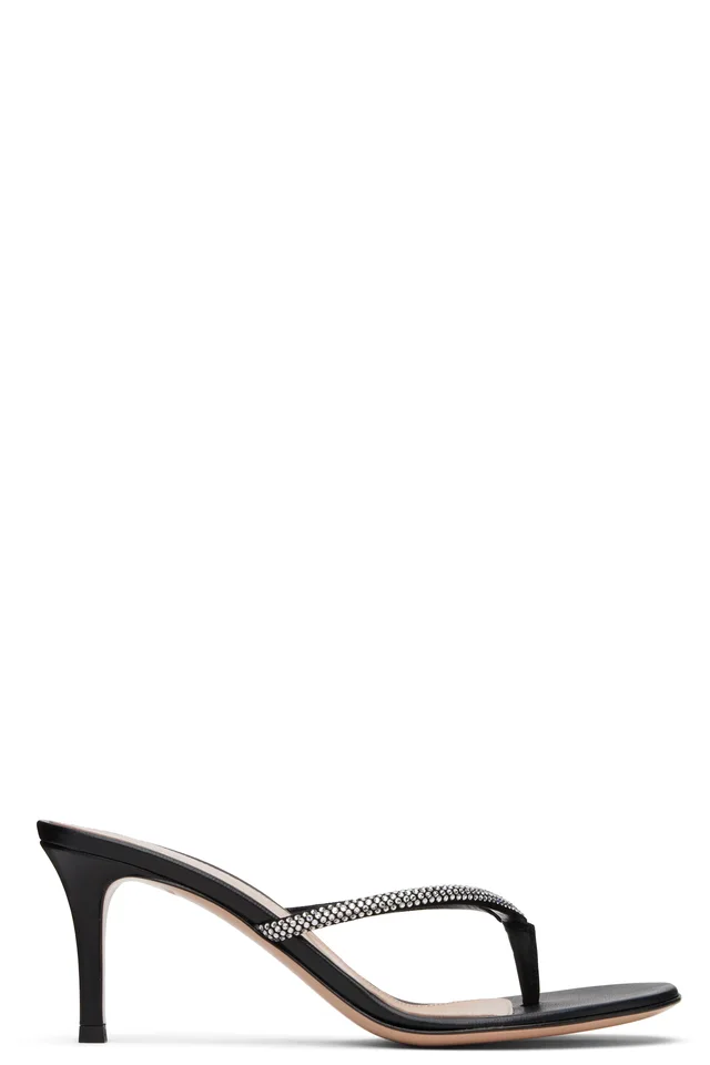 Gianvito Rossi Black India Thong 70 Heeled Sandals, image 1 of 1 from SSENSE