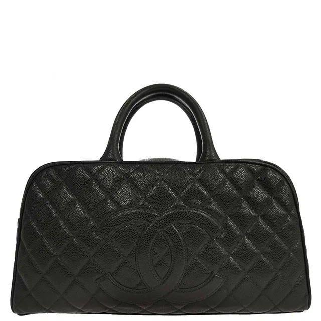 Chanel 2003-2004 Black Caviar Skin Bowling Bag 37 in Black Caviar leather from AMORE Vintage Tokyo